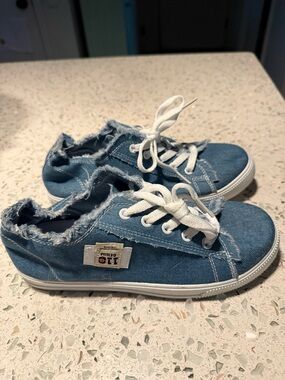 Denim Blue Kids Lace-Up Canvas Sneakers